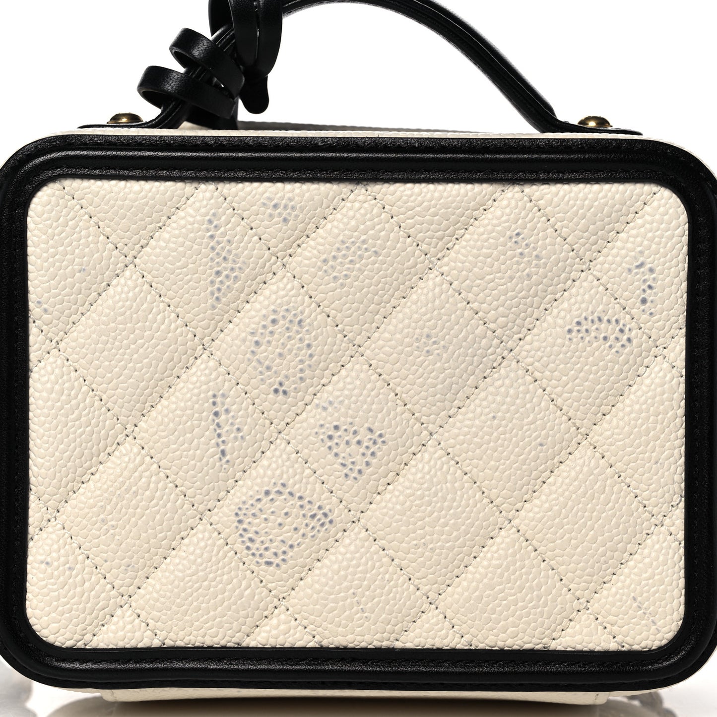 Caviar Quilted Small CC Filigree Vanity Case White Black