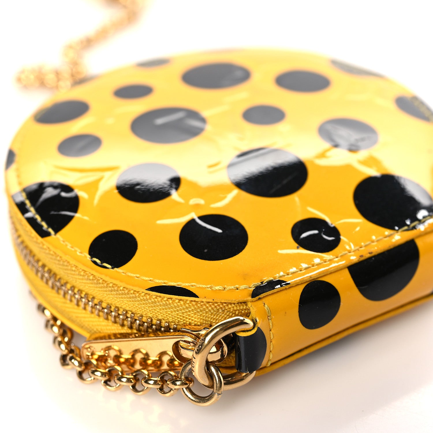 Louis Vuitton Vernis Kusama Infinity Dots Chapeau Coin Purse Yellow 8 of 9