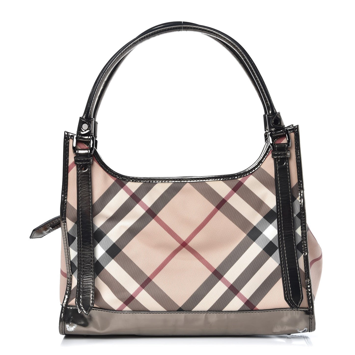 Patent Supernova Check Ashmore Tote Dark Nickel