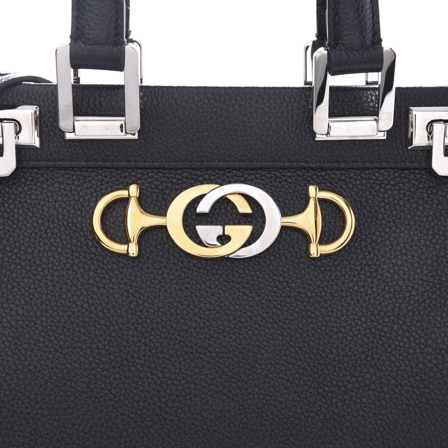 Grainy Calfskin Small Zumi Top Handle Bag Black