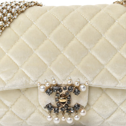 Chanel Velvet Pearl Quilted Medium Single Flap White 13 of 14