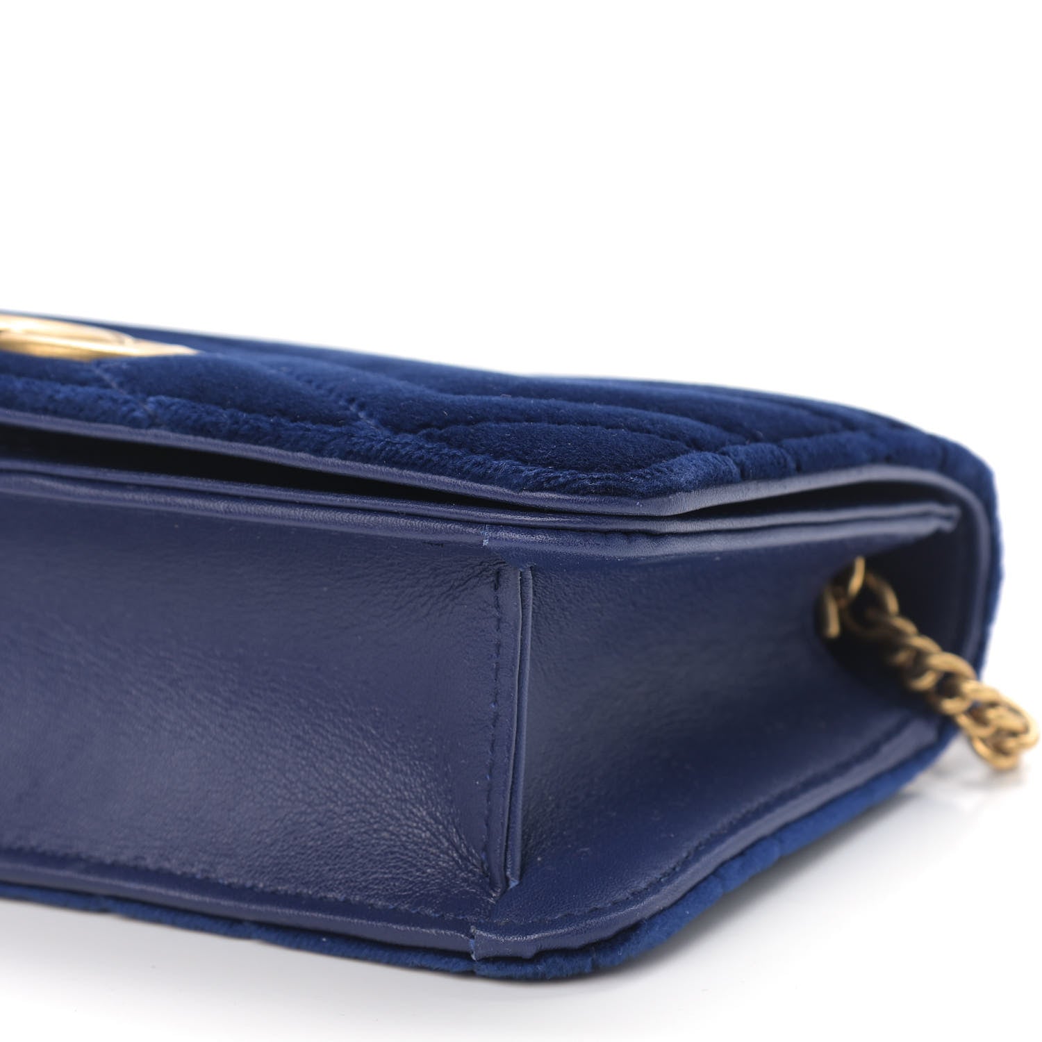 Gucci Velvet Matelasse GG Marmont Mini Bag Cobalt Blue 9 of 9