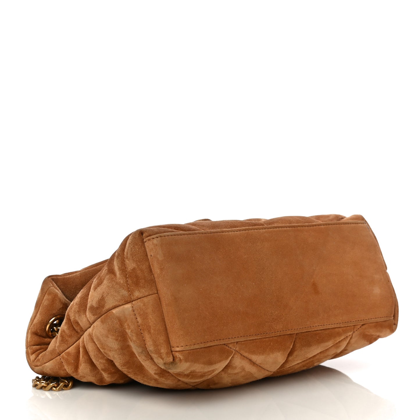 Suede Calfskin Quilted Small Loulou Puffer Monogram Chain Satchel Cinnamon