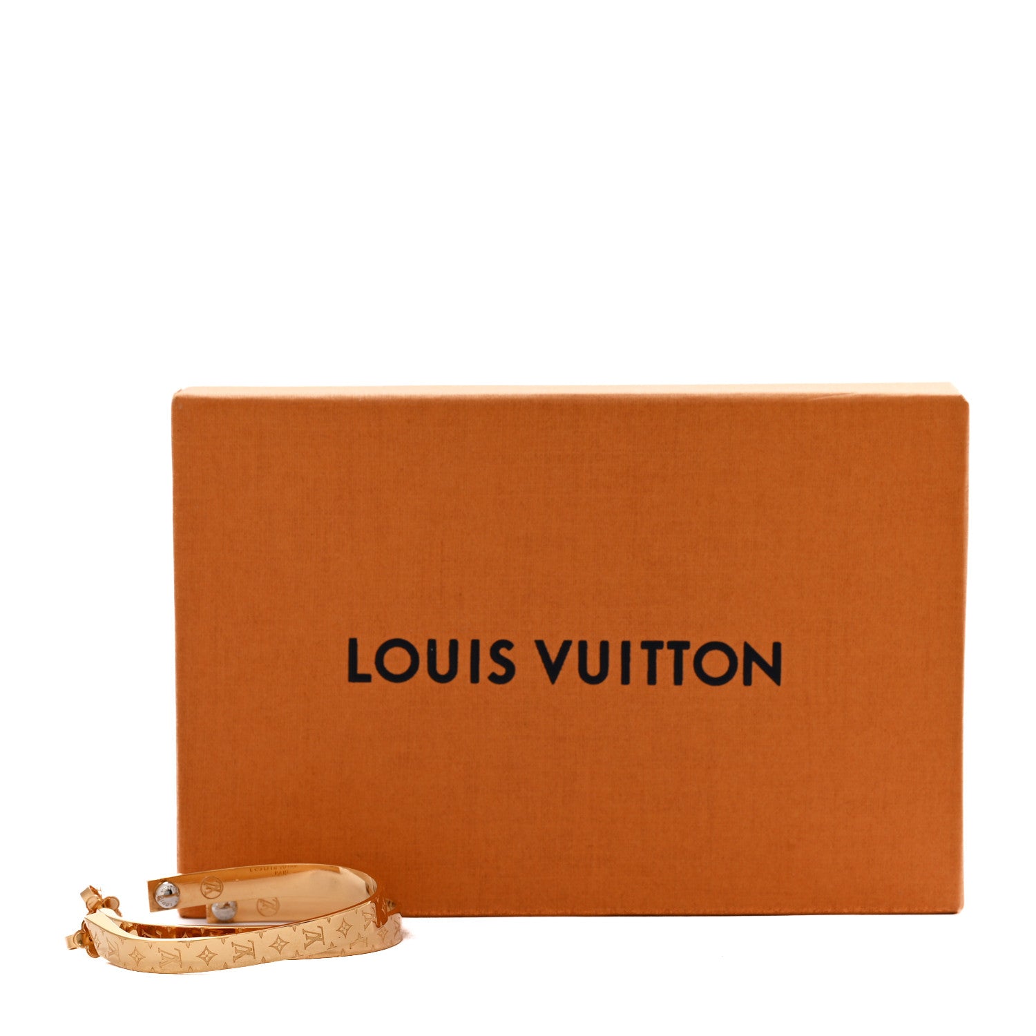 Louis Vuitton Metal Nanogram Hoop Earrings Gold 6 of 6