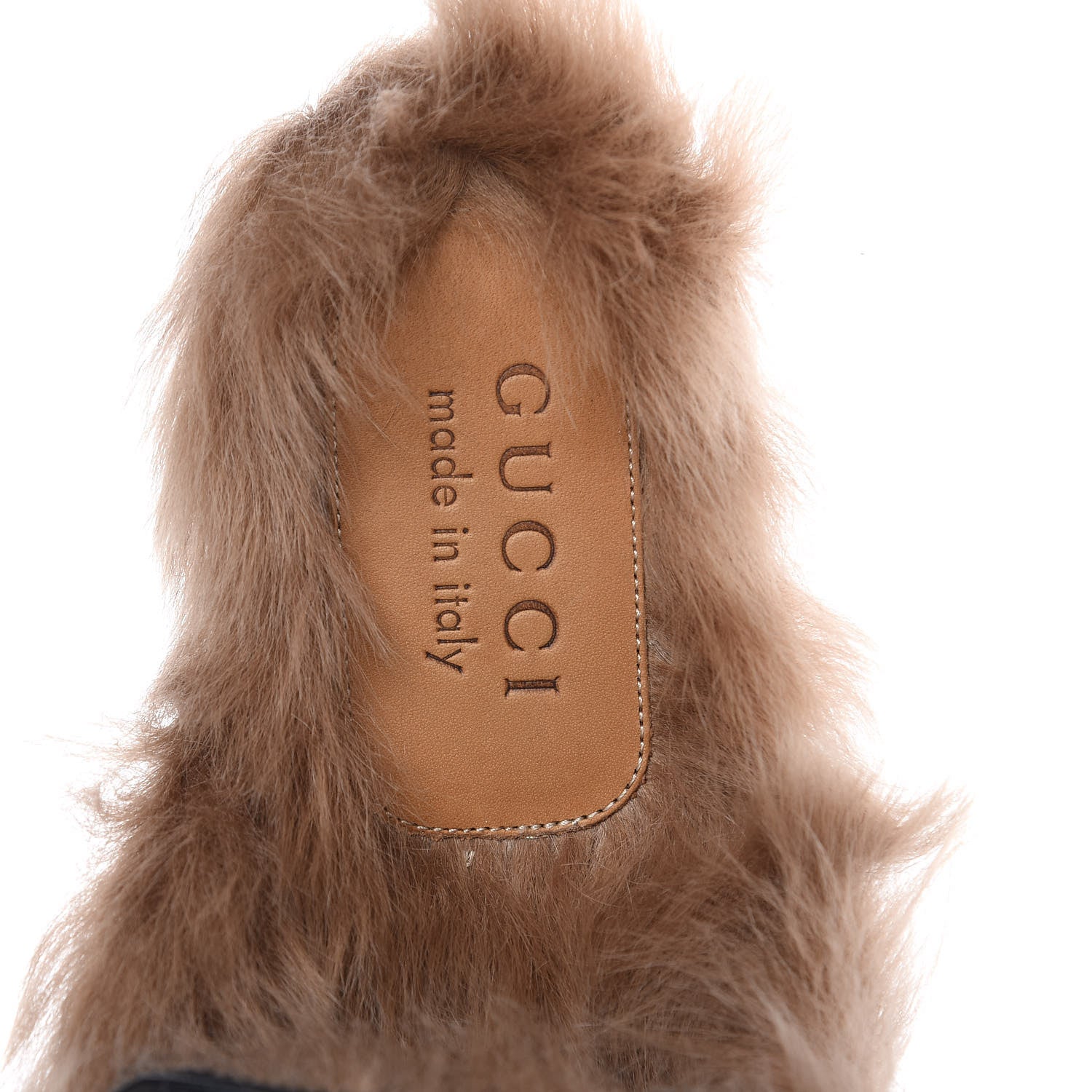 Gucci Calfskin Fur Angry Cat Embroidered Mens Princetown Slippers 7 Black 6 of 9