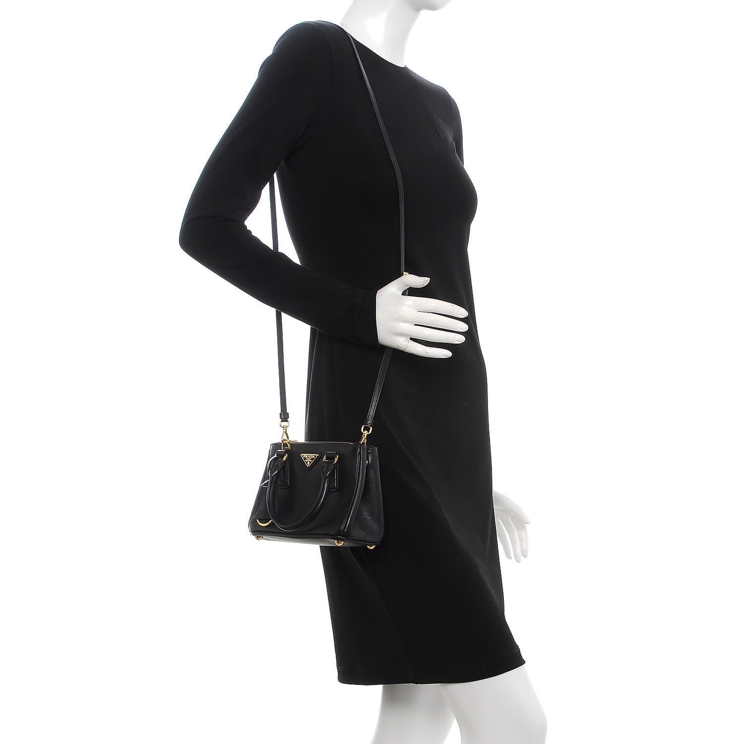 Prada Saffiano Lux Mini Galleria Double Zip Tote Black 2 of 11