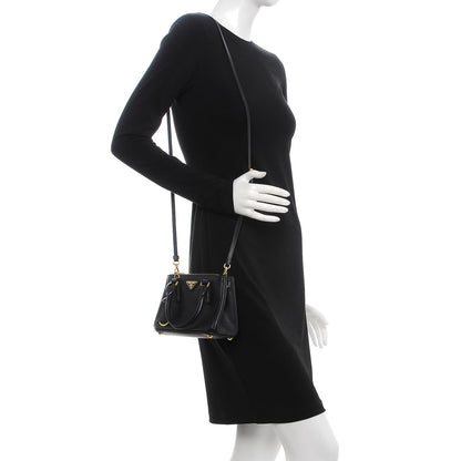 Prada Saffiano Lux Mini Galleria Double Zip Tote Black 2 of 11
