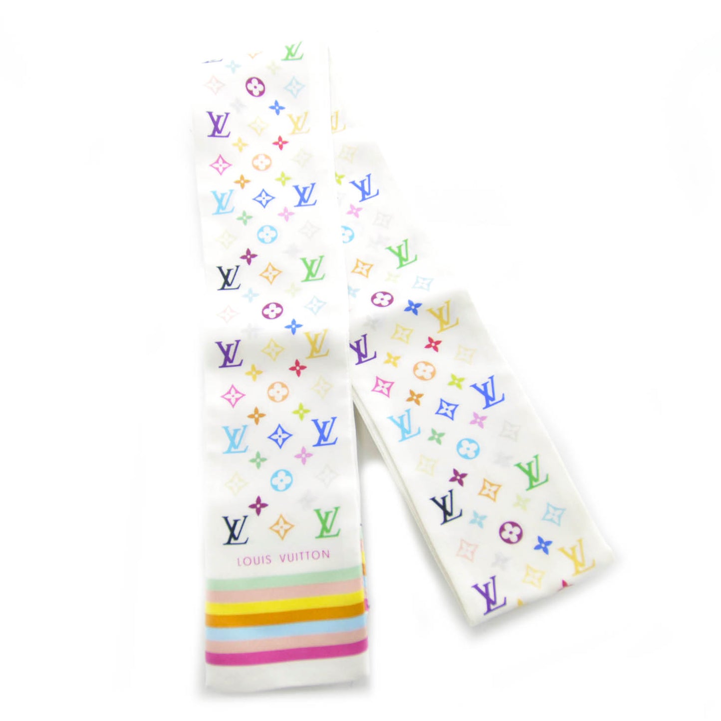 Silk Monogram Multicolor Bandeau White