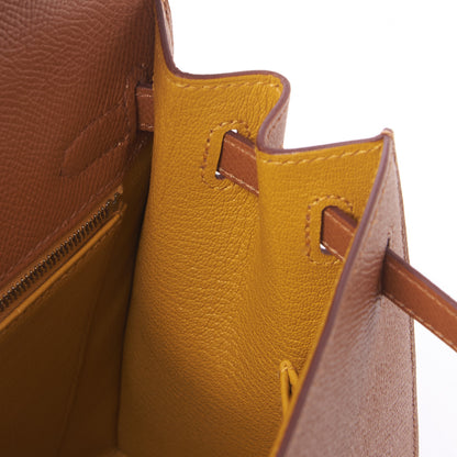 Hermes Epsom Verso Kelly Sellier 25 Caramel Jaune Ambre 18 of 33
