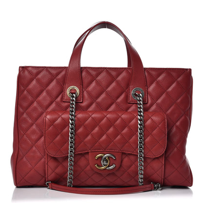 Chanel Caviar Quilted Large Casual Pocket Tote Red 1 of 14