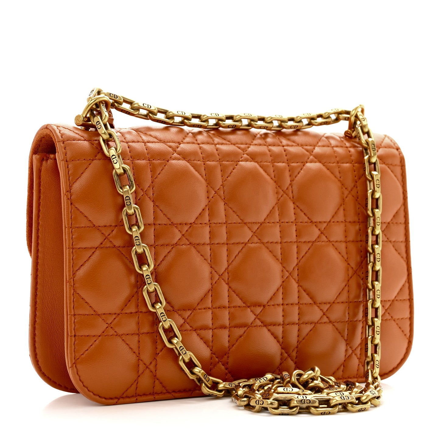 Lambskin Cannage Small Dioraddict Flap Bag Tan