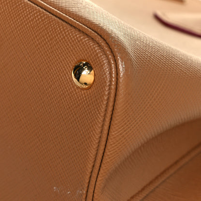 Prada Saffiano Cuir Small Double Bag Caramel Fuoco 9 of 13
