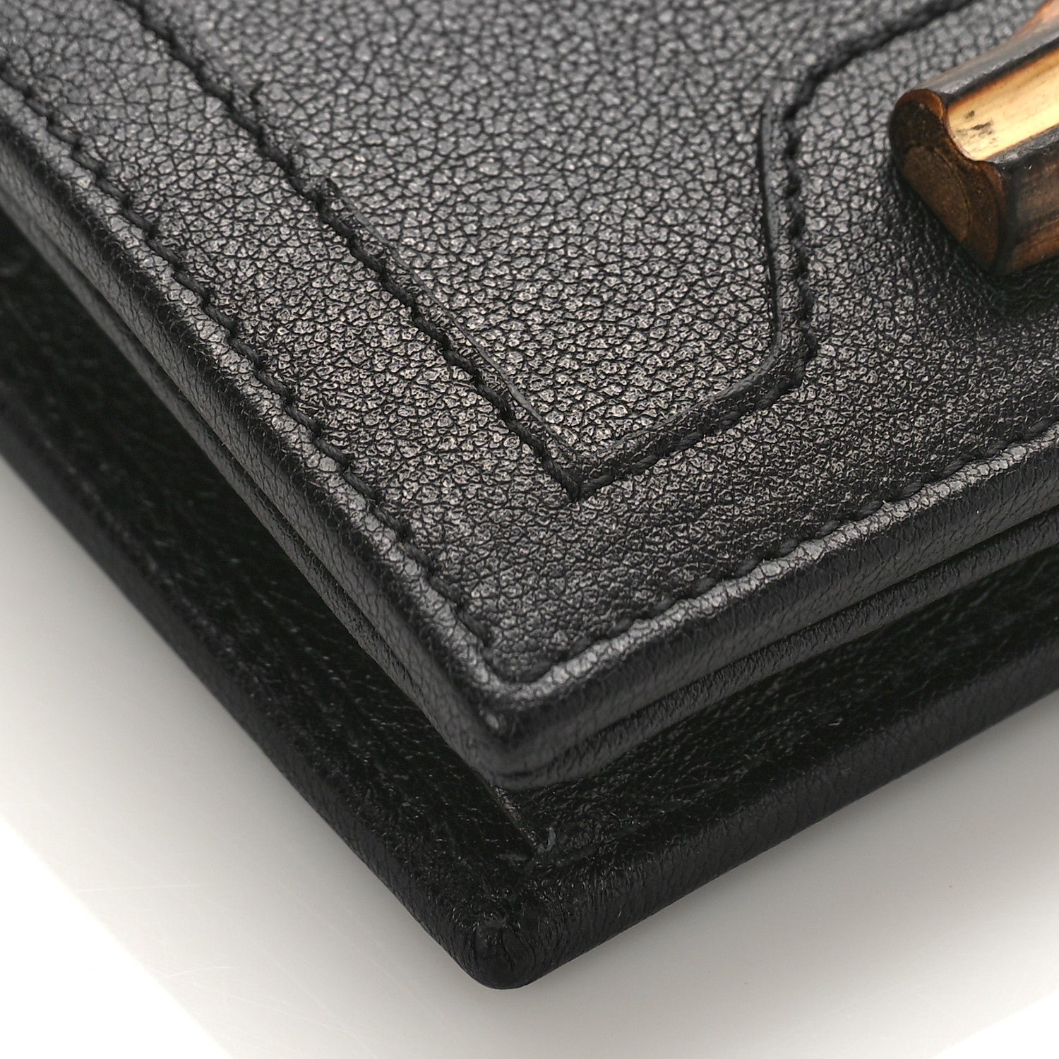 Gucci Wonka Grain Calfskin Diana Card Case Wallet Black 7 of 9