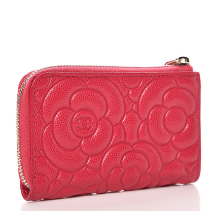 Chanel Caviar Camellia Embossed Key Holder Case Fuchsia 3 of 8