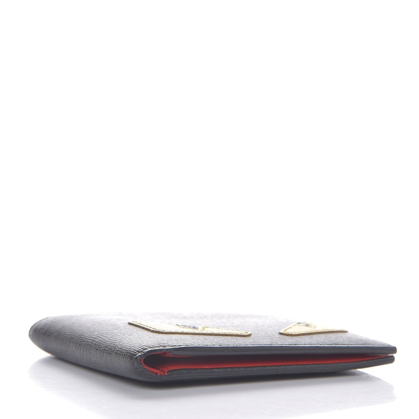 Vitello Elite Monster Eyes Inlay Bi-Fold Wallet Black Giallo Rosso