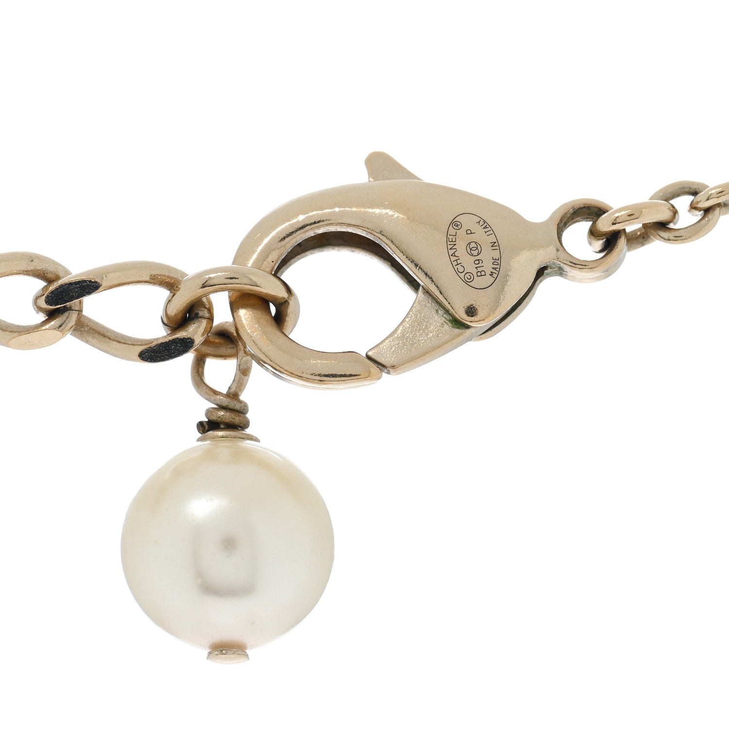 Chanel Pearl Crystal CC Long Necklace Gold 4 of 5