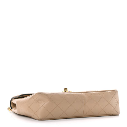 Chanel Lambskin Quilted Medium Single Flap Beige Black 4 of 10