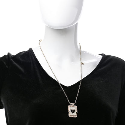Chanel Metal Resin Enamel Crystal CC Necklace Gold Black White 2 of 7