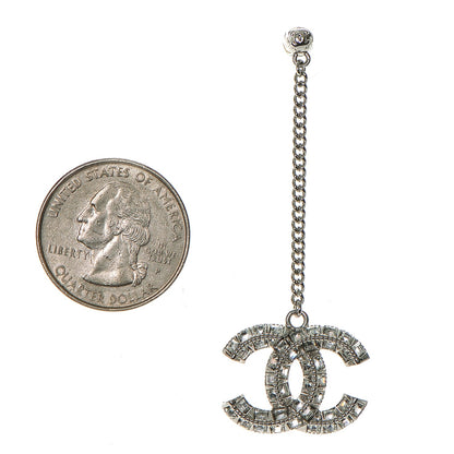 Chanel Baguette Crystal CC Dangle Earrings Silver 2 of 3