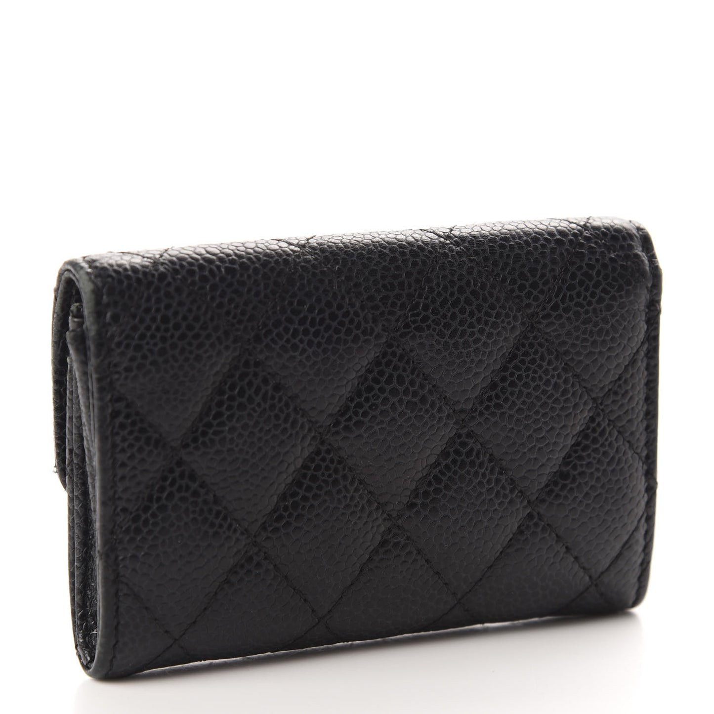 Caviar Quilted Flap Card Holder Black