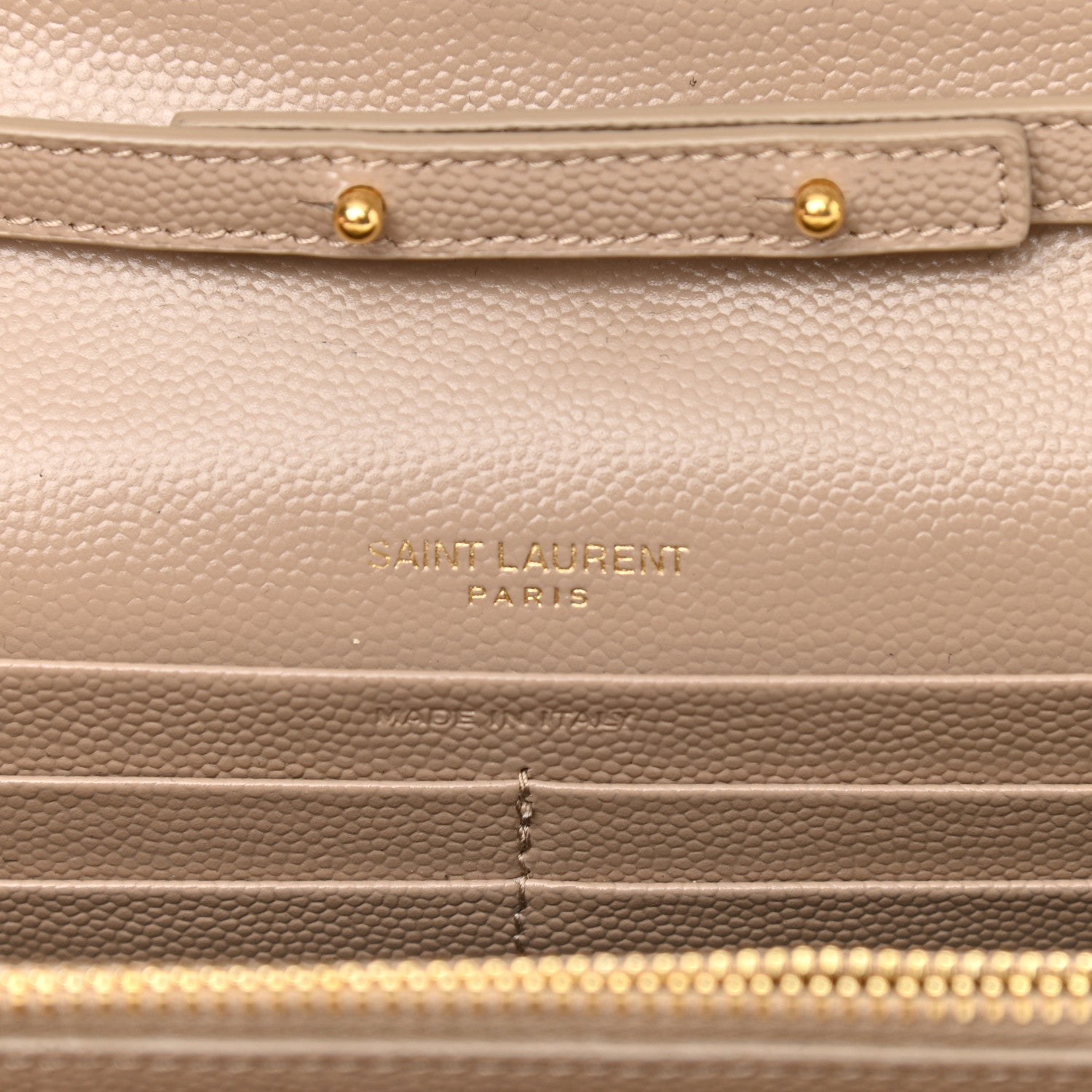 Saint Laurent Grain De Poudre Matelasse Chevron Monogram Chain Wallet Nude Powder 6 of 9