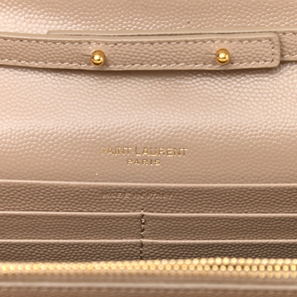 Saint Laurent Grain De Poudre Matelasse Chevron Monogram Chain Wallet Nude Powder 6 of 9