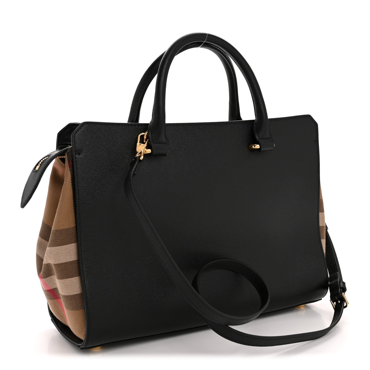 Burberry Calfskin Mega Check Small Banwell Tote Black 3 of 14