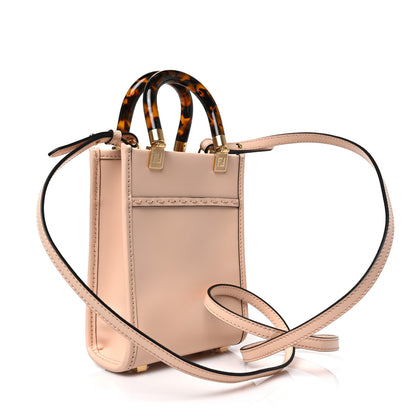 Fendi Vitello King Plexiglass Logo Embossed Mini Fendi Sunshine Shopper Tote Light Rose 3 of 9