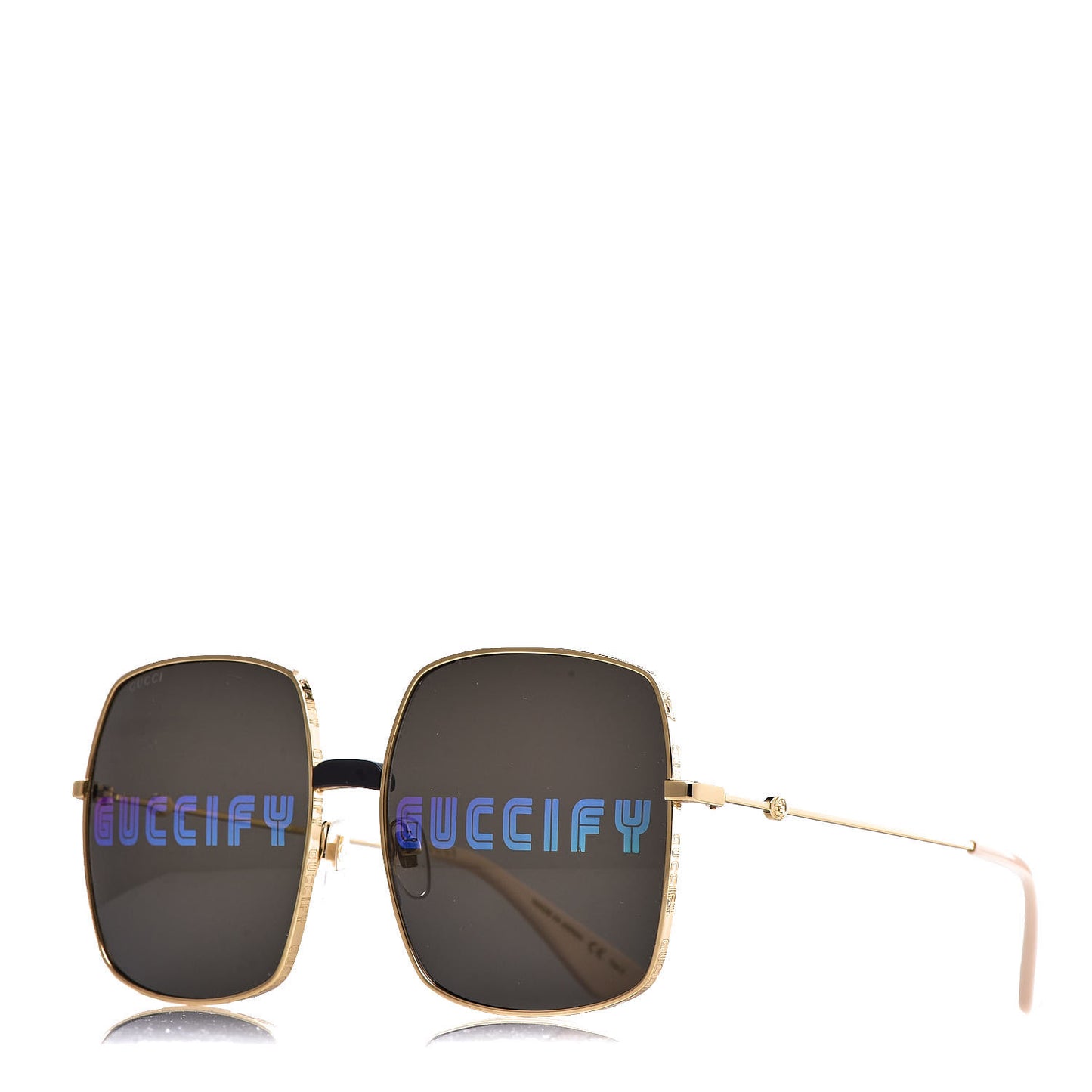 Metal Rectangular Guccify Frame Sunglasses GG0414S Gold