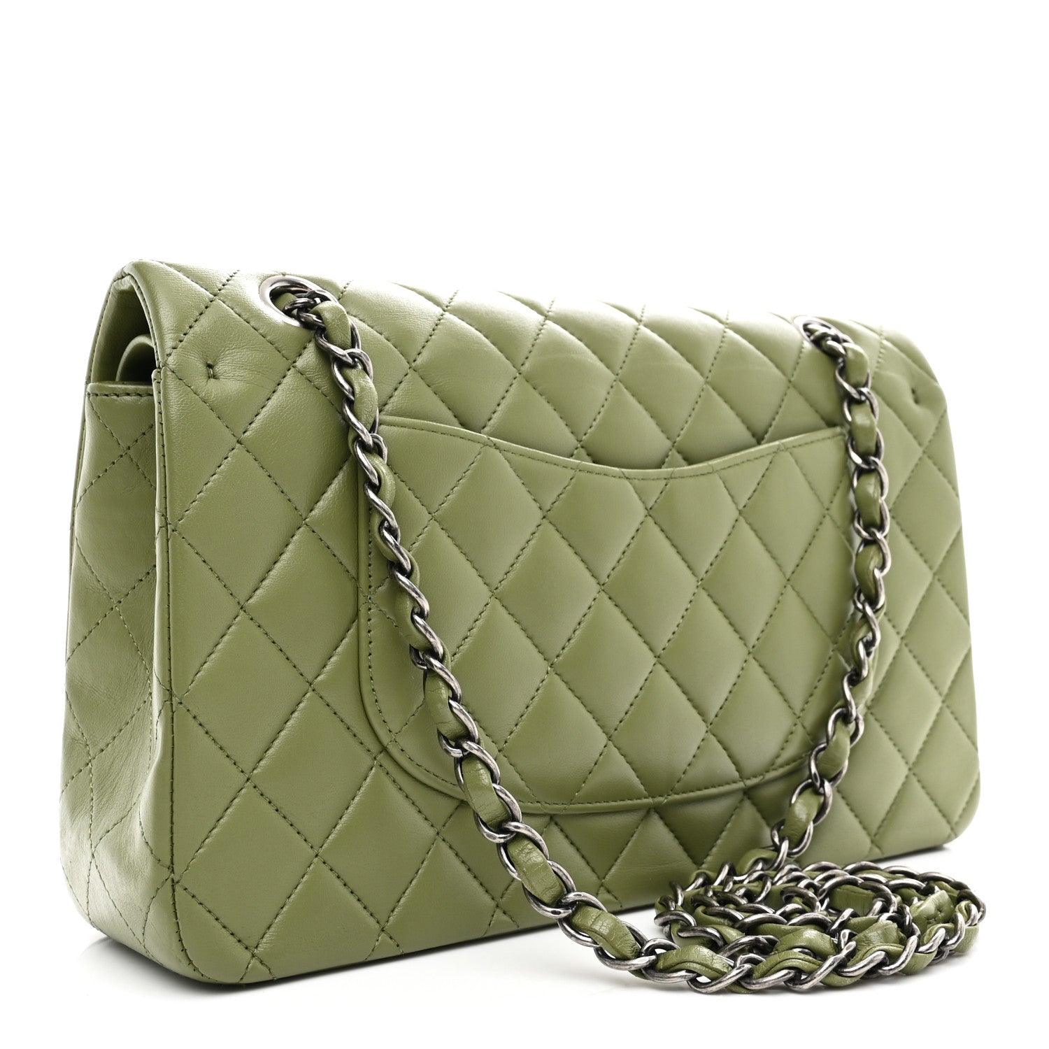 Chanel Lambskin Quilted Medium Double Flap Green 3 of 11