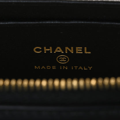 Chanel Boucle Calfskin Top Handle Slim Vanity Case With Chain Ecru Black 5 of 9