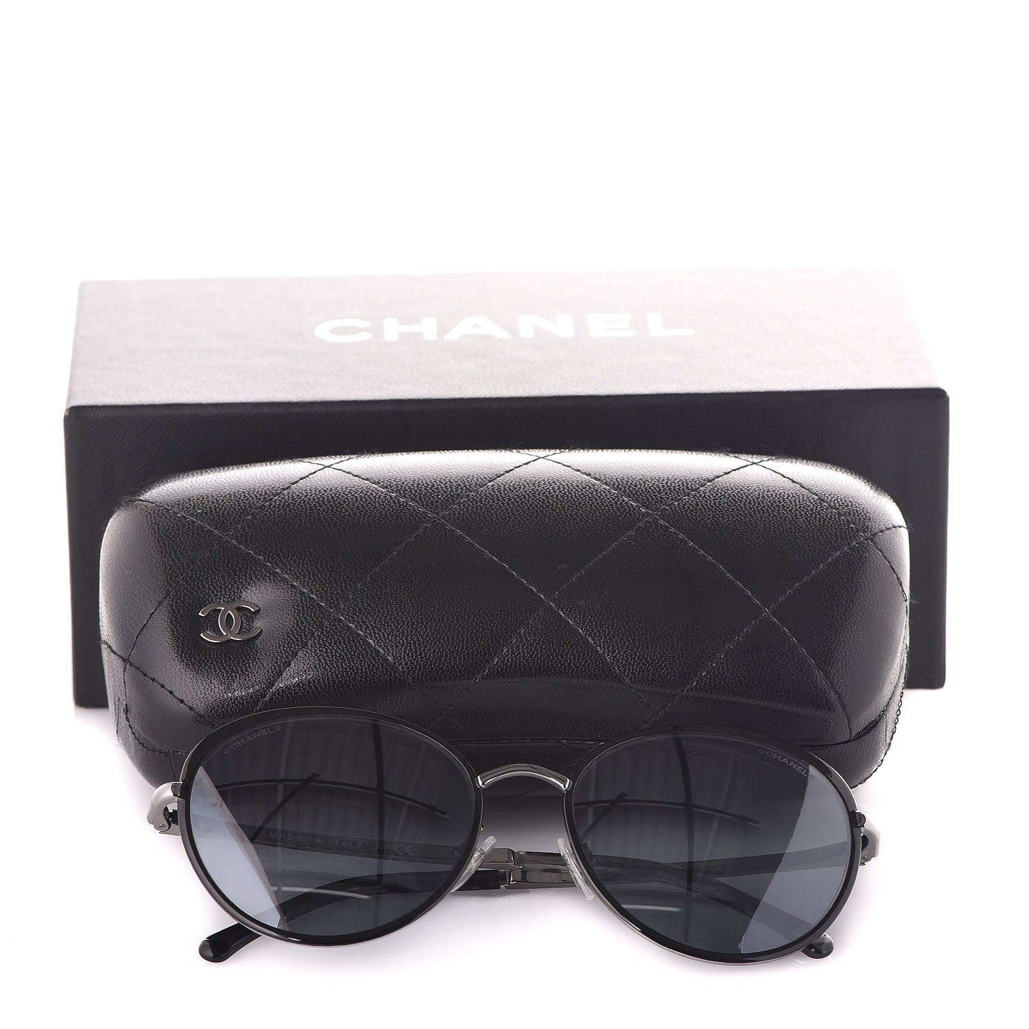 Chanel Round Spring Sunglasses 4206 Black Silver 8 of 8