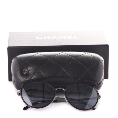 Chanel Round Spring Sunglasses 4206 Black Silver 8 of 8