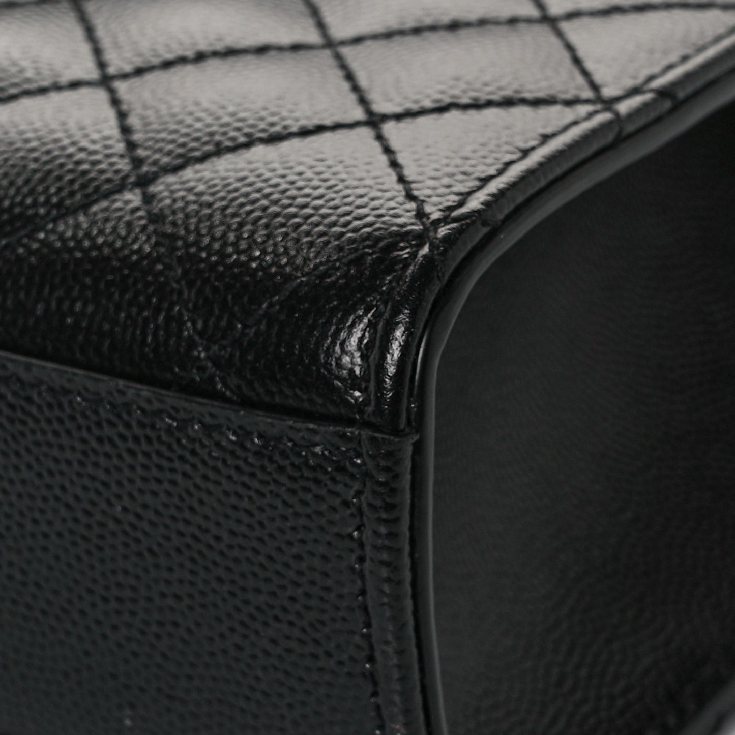 Grain De Poudre Textured Mixed Matelasse Triquilt Medium Monogram Satchel Black
