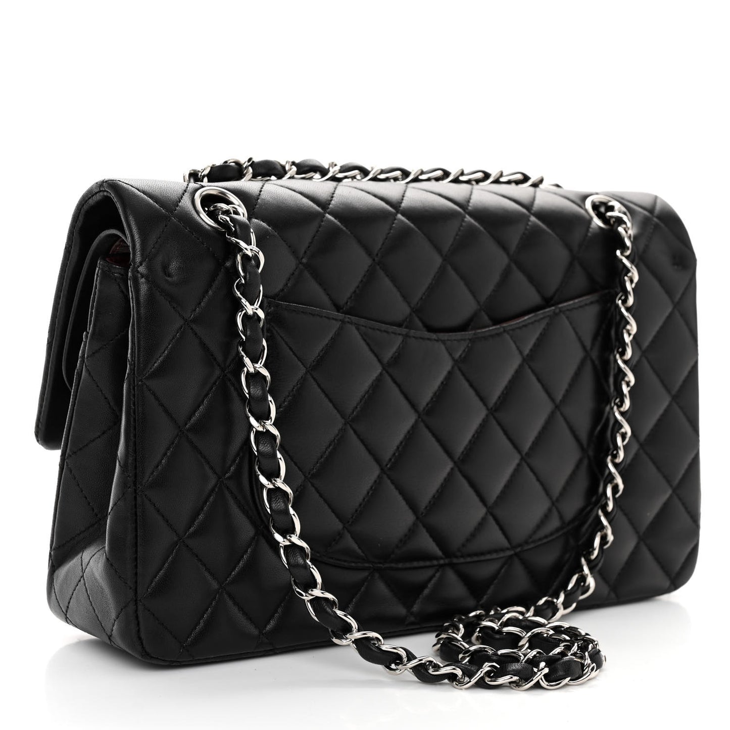 Lambskin Quilted Medium Double Flap Black