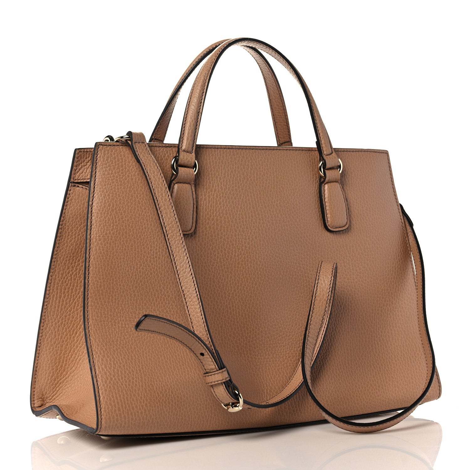 Gucci Dollar Calfskin Large Soho Top Handle Satchel Camelia 3 of 11