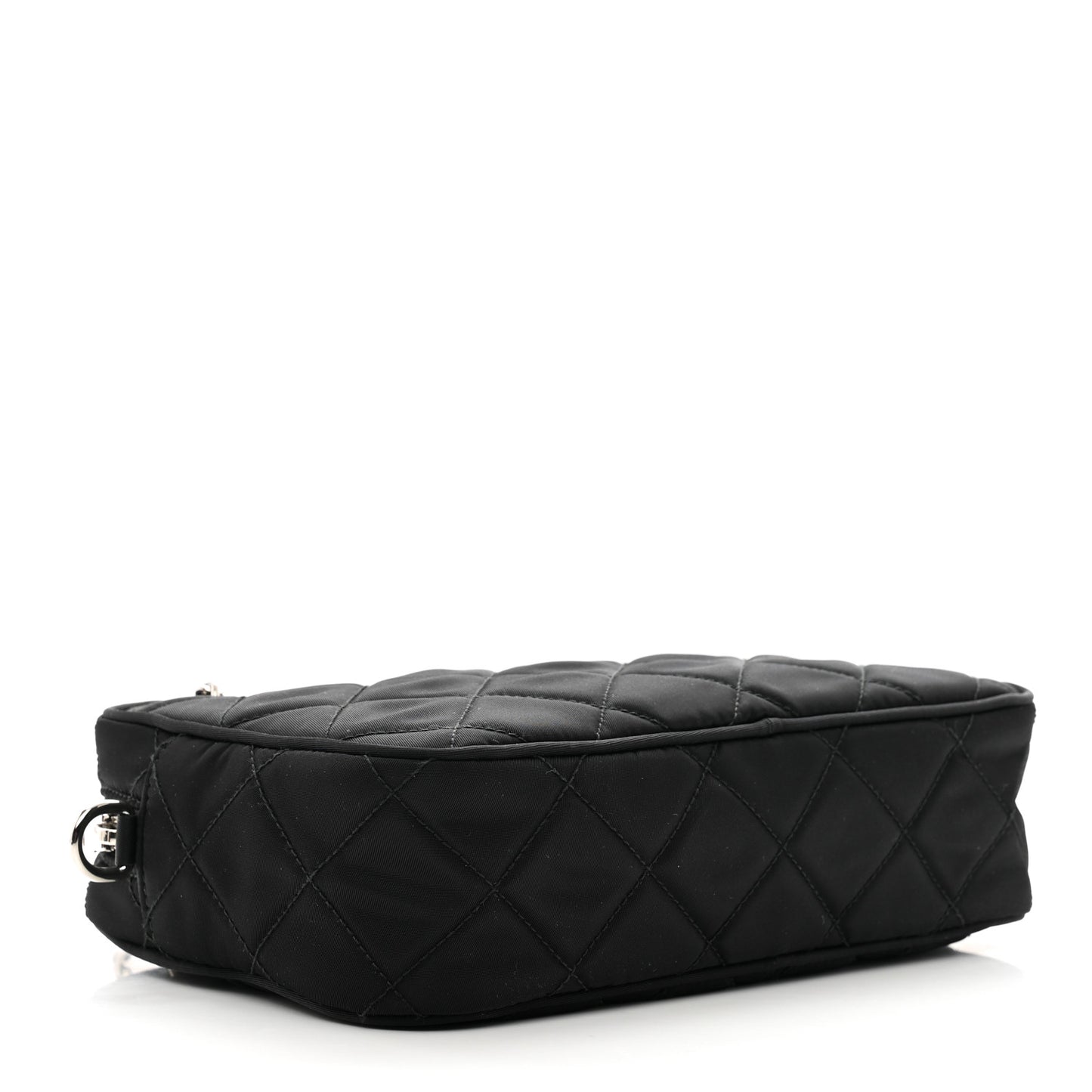Nylon Tessuto Impuntu Quilted Bandoliera Crossbody Bag Black