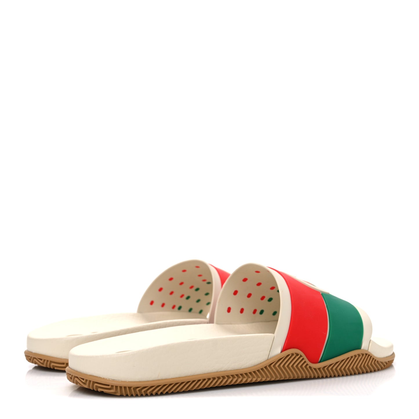 Rubber Web Womens Interlocking G Slide Sandals 39 Mystic White Green Red