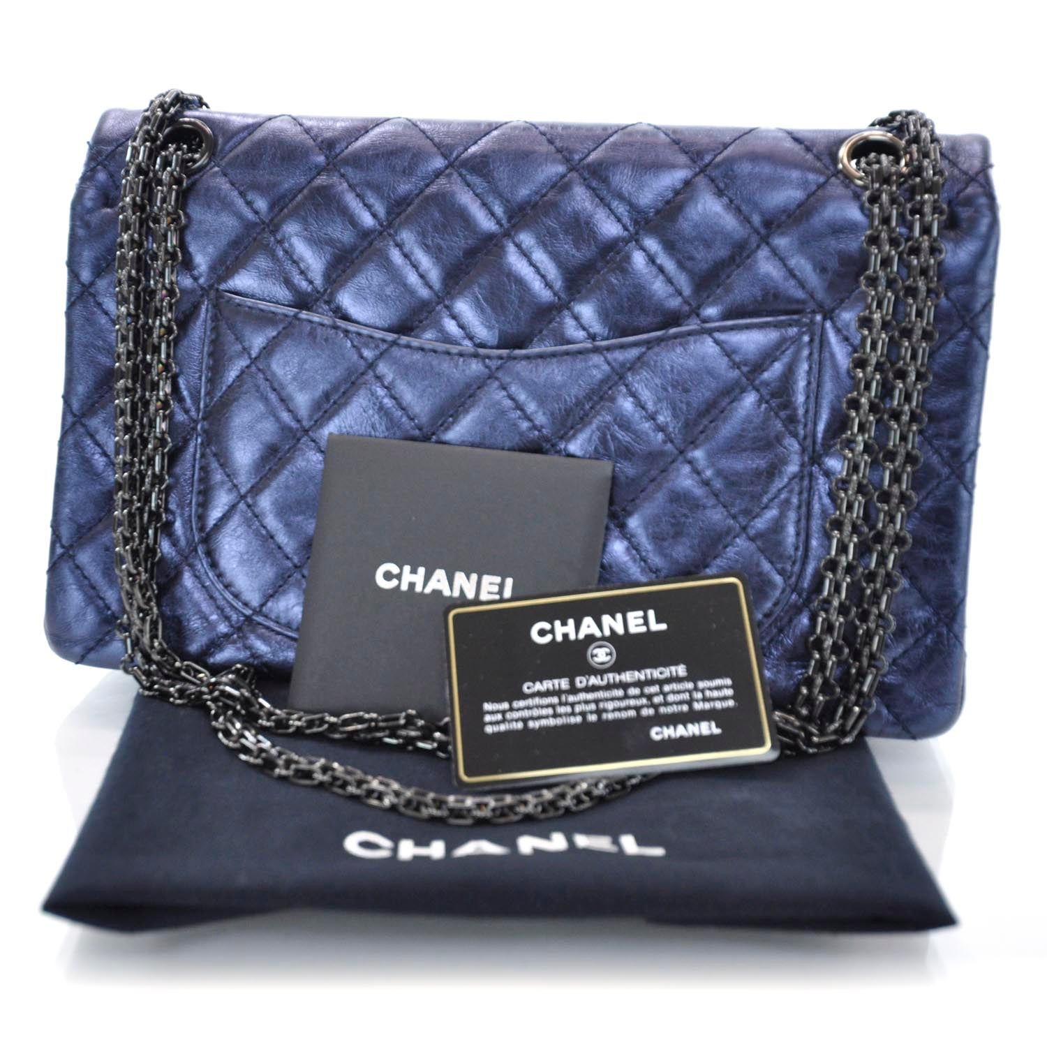 Chanel Calfskin 2.55 Reissue 226 Flap Metallic Blue 3 of 10
