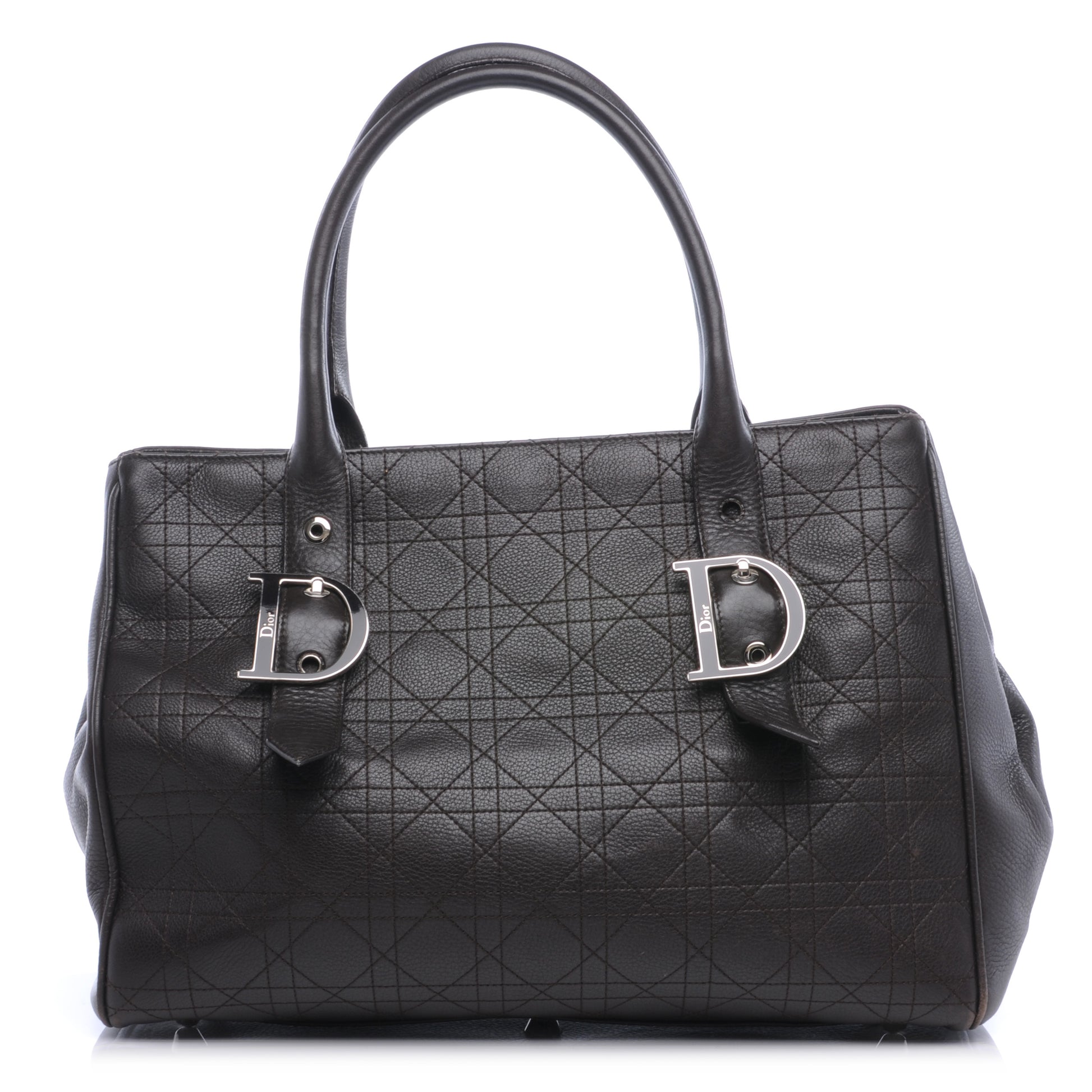 Christian Dior Leather Cannage Stitched Tote Dark Brown 1 of 7