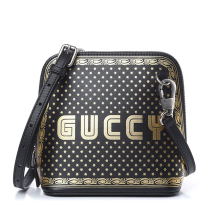 Gucci X SEGA Calfskin GUCCY Stars Mini Dome Shoulder Bag Black Gold 1 of 10
