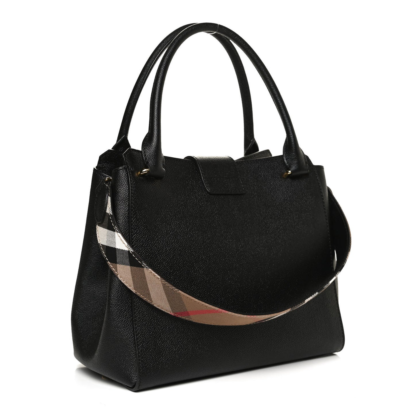 Soft Grain Calfskin Medium Buckle Tote Black