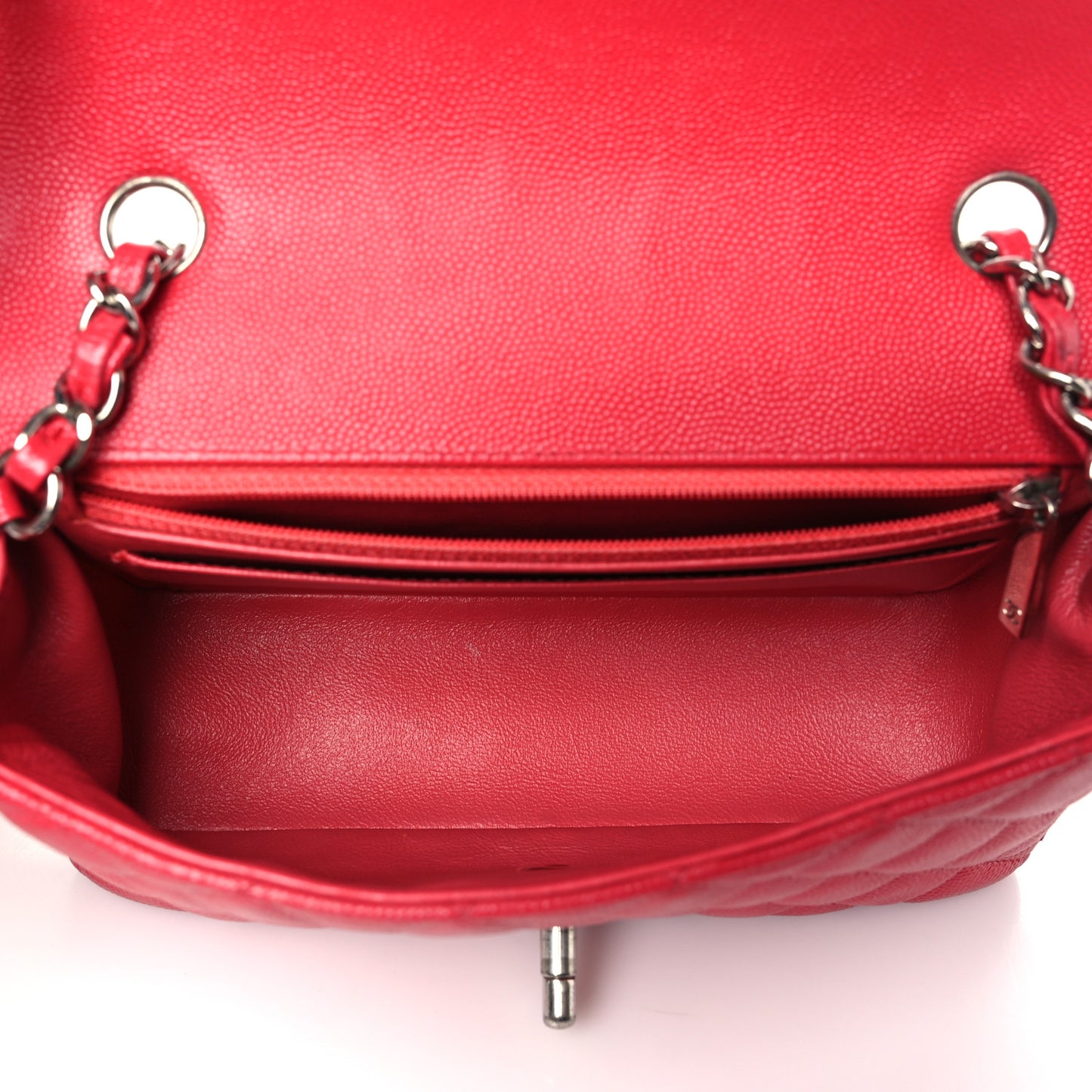 Caviar Quilted Mini Rectangular Flap Red