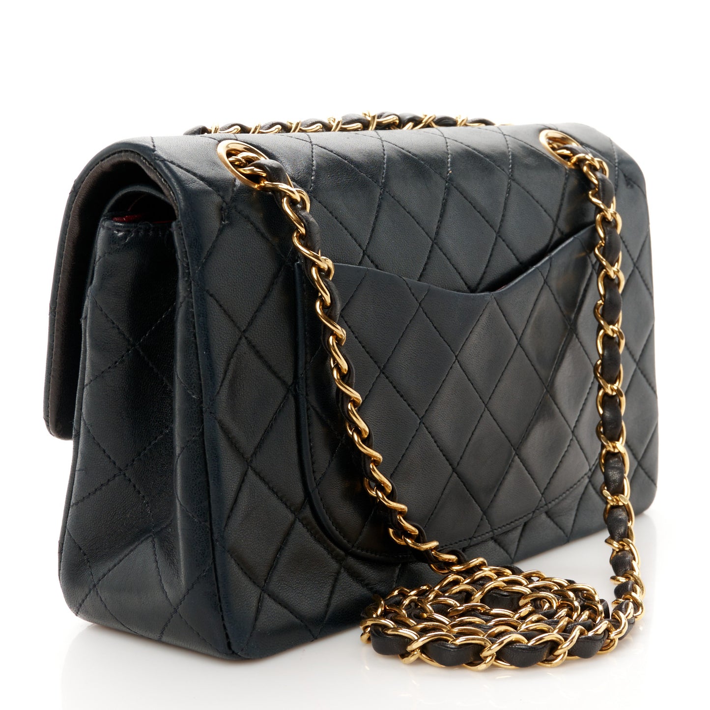 Lambskin Quilted Small Double Flap Black