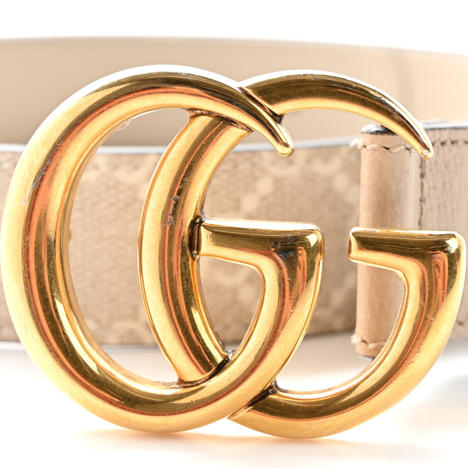 Gucci GG Supreme Monogram Calfskin Double G 30mm Belt 80 32 Beige Mystic White Oatmeal 6 of 6