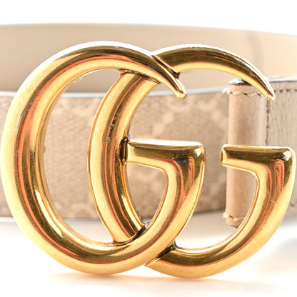 Gucci GG Supreme Monogram Calfskin Double G 30mm Belt 80 32 Beige Mystic White Oatmeal 6 of 6