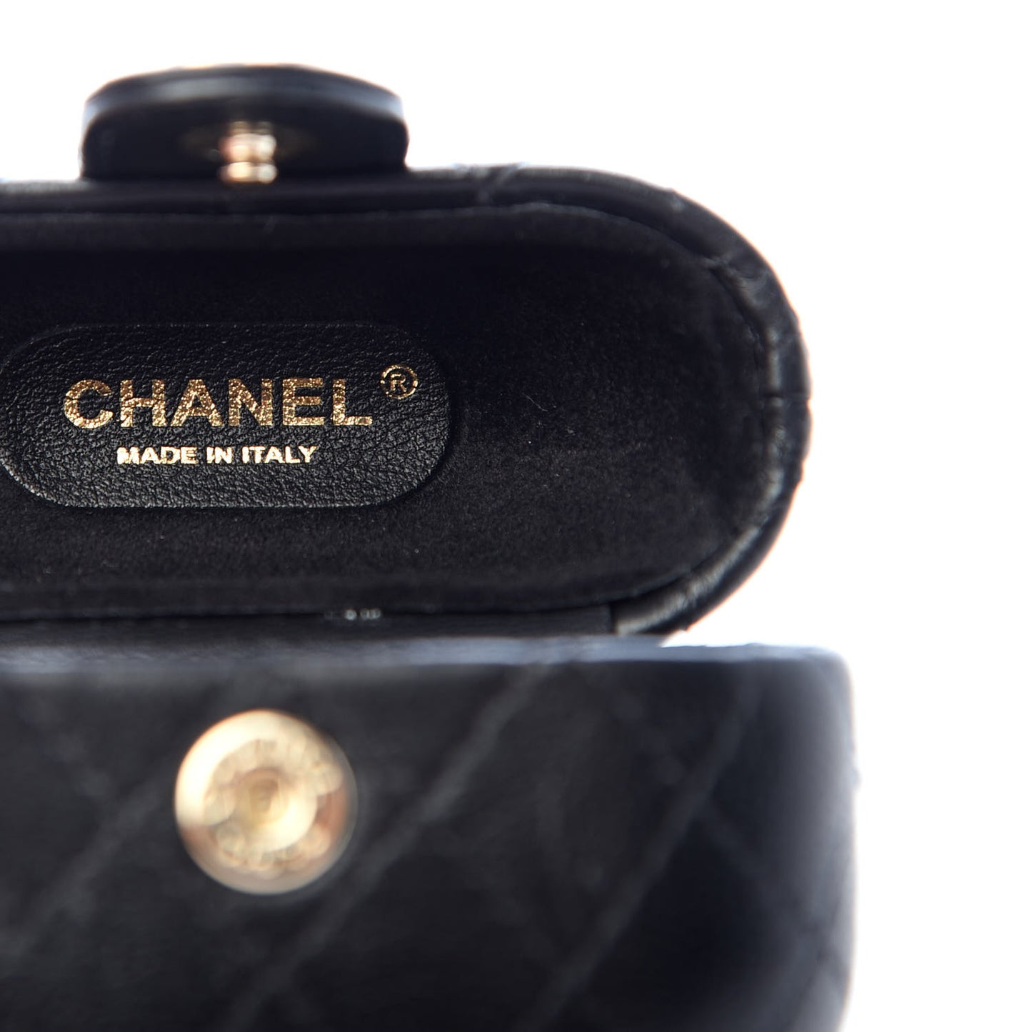 Lambskin Quilted Airpods Pro Case With Chain Black