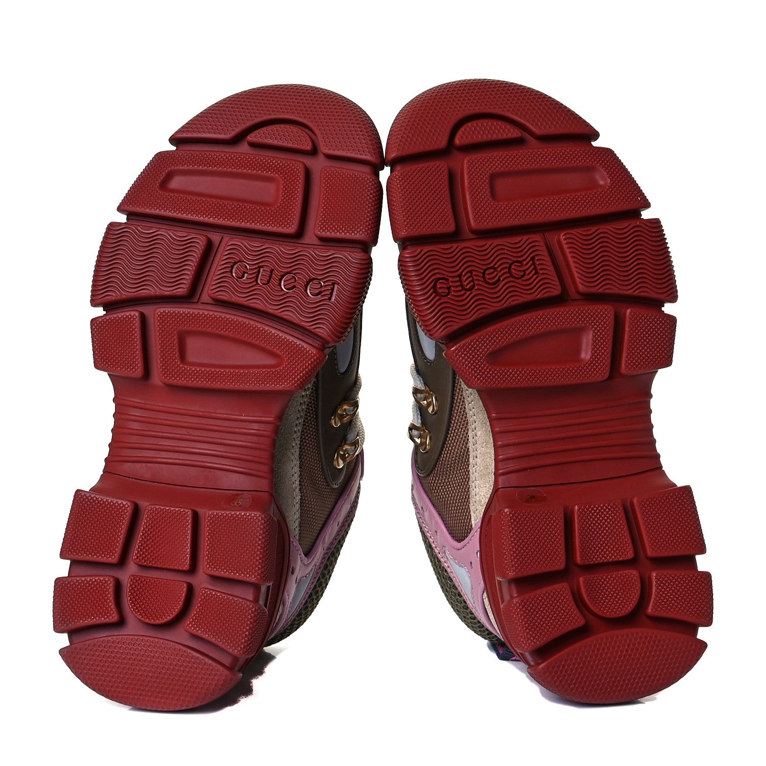 Gucci X SEGA Mesh Canvas Calfskin Womens Flashtrek Sneakers 35 Military Oatmeal Carmine Rose Ardesia 6 of 8