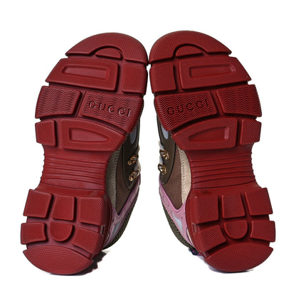Gucci X SEGA Mesh Canvas Calfskin Womens Flashtrek Sneakers 35 Military Oatmeal Carmine Rose Ardesia 6 of 8