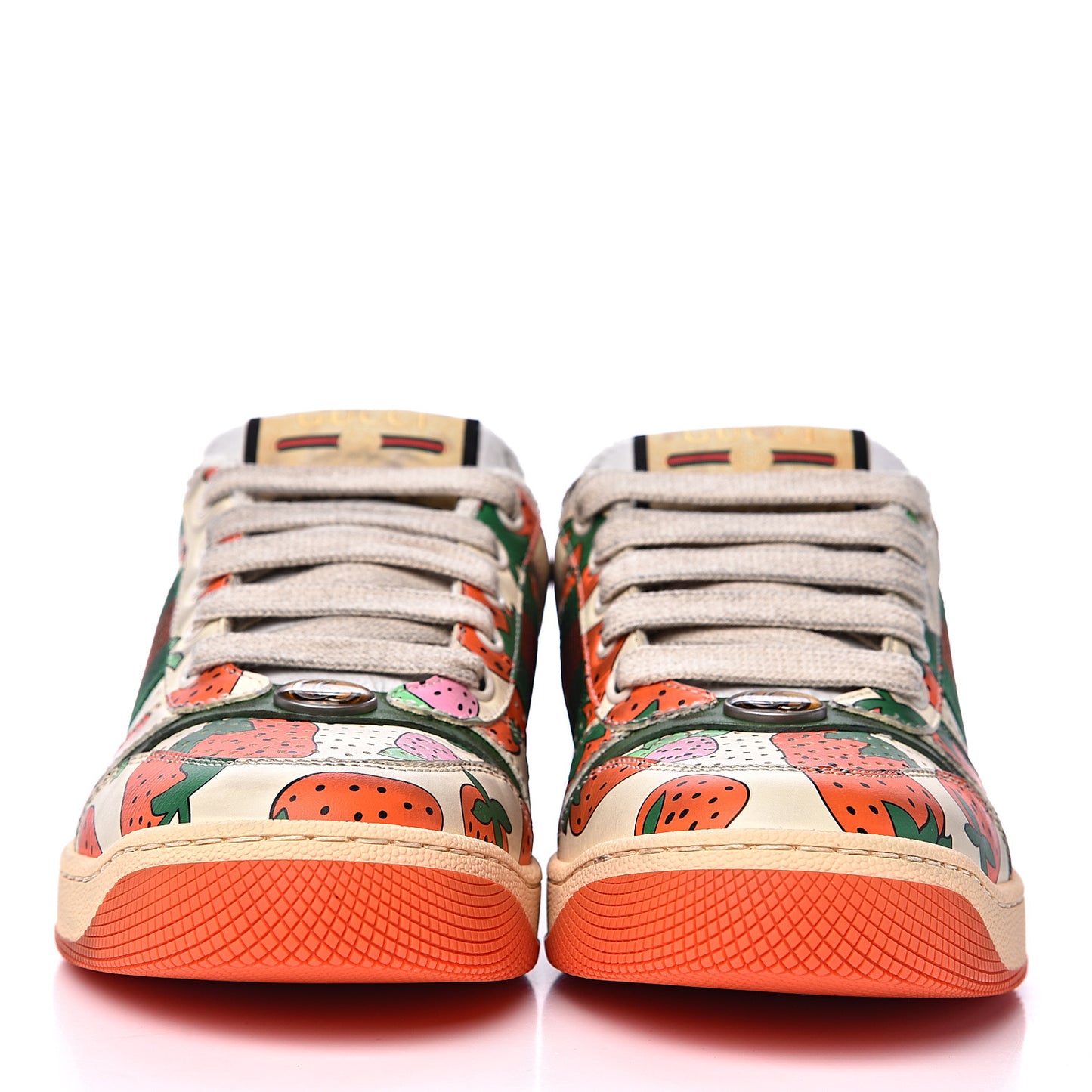 Nubuck Web Strawberry Print Womens Screener Sneakers 35.5 Dusty Milk White Vintage Green